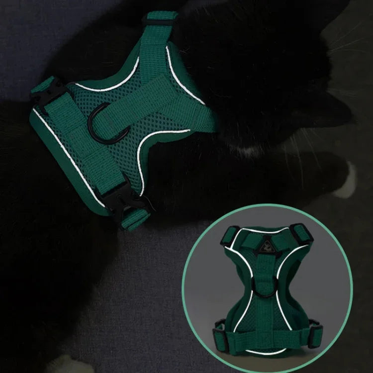 Conjunto de Peitoral + Corda de Tração para Animais de Estimação, Peitoral Respirável e Reflector para Cão e Gato, S, M, L, XL