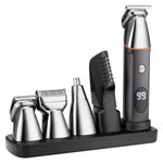 Conjunto de Aparador Digital 5 em 1 com Lavagem a Água para Cabelo, Nariz e Barbeador Elétrico, LK-881 5 em 1 (Prateado)