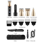 Conjunto de Aparador Digital 5 em 1 com Lavagem a Água para Cabelo, Nariz e Barbeador Elétrico, LK-881 5 em 1 (Prateado)