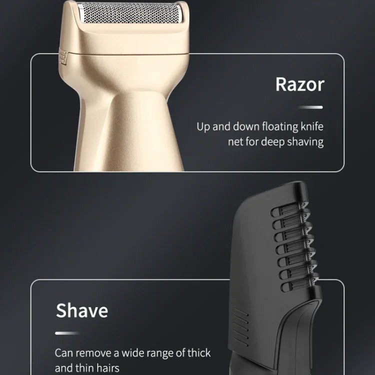 Conjunto de Aparador Digital 5 em 1 com Lavagem a Água para Cabelo, Nariz e Barbeador Elétrico, LK-881 5 em 1 (Prateado)