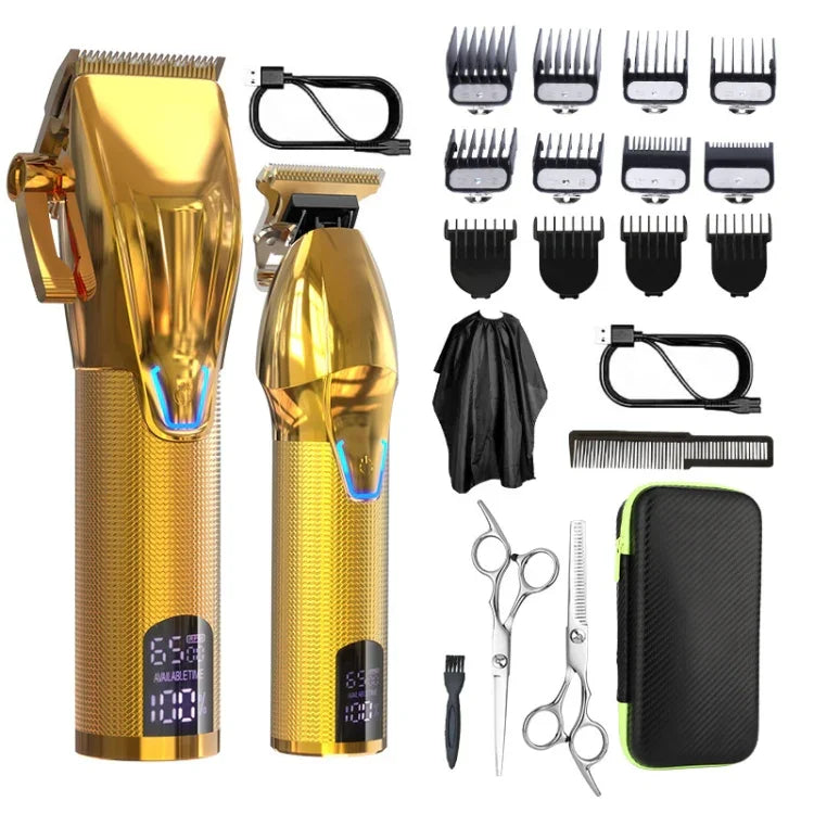 Conjunto de Ferramentas Elétricas para Corte de Cabelo Masculino, Aparador Elétrico Escultor, LM-2027 2 em 1 (Preto), LM-2027 2 em 1 (Dourado)