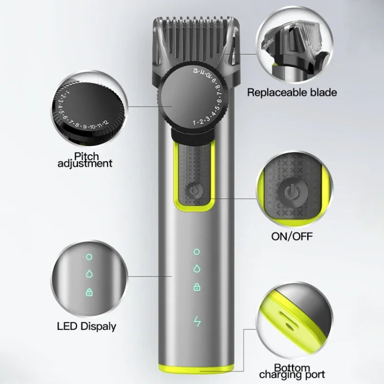 Barbeador Masculino Multifuncional IPX5 à Prova de Água 4 em 1 para Nariz, Recarregável por USB, 677 4 em 1
