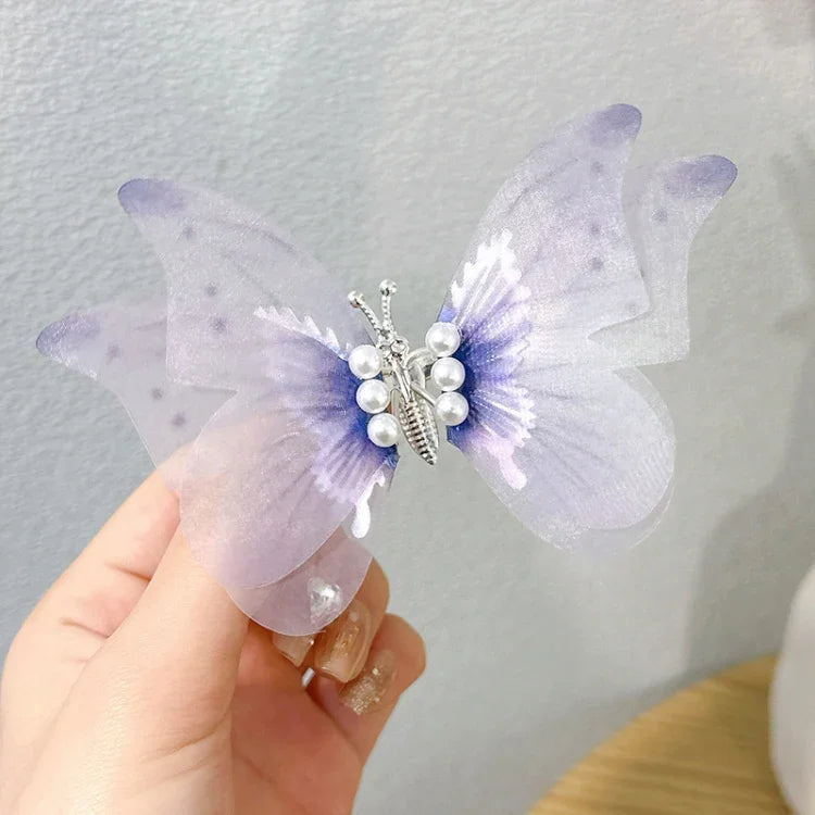 Presilha de Cabelo Infantil Borboleta Feita à Mão Acessórios para Cabelo com Primavera