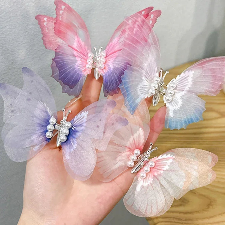 Presilha de Cabelo Infantil Borboleta Feita à Mão Acessórios para Cabelo com Primavera