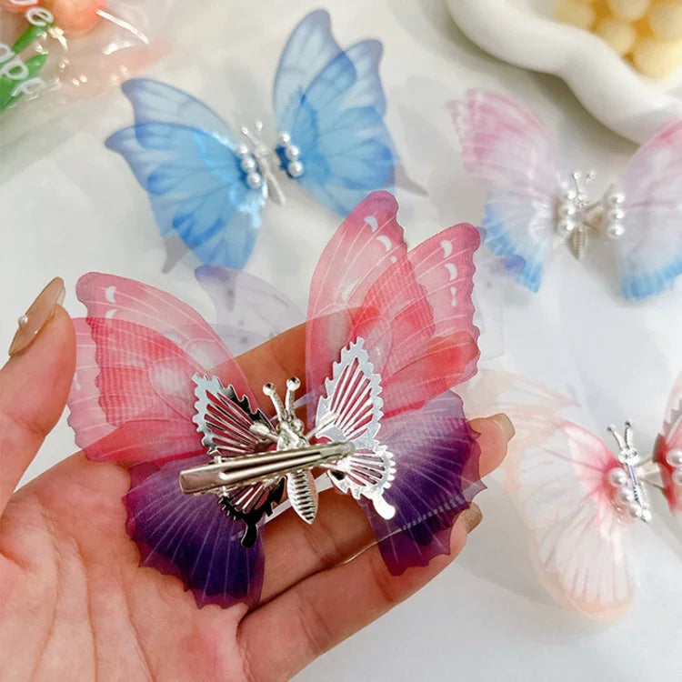 Presilha de Cabelo Infantil Borboleta Feita à Mão Acessórios para Cabelo com Primavera