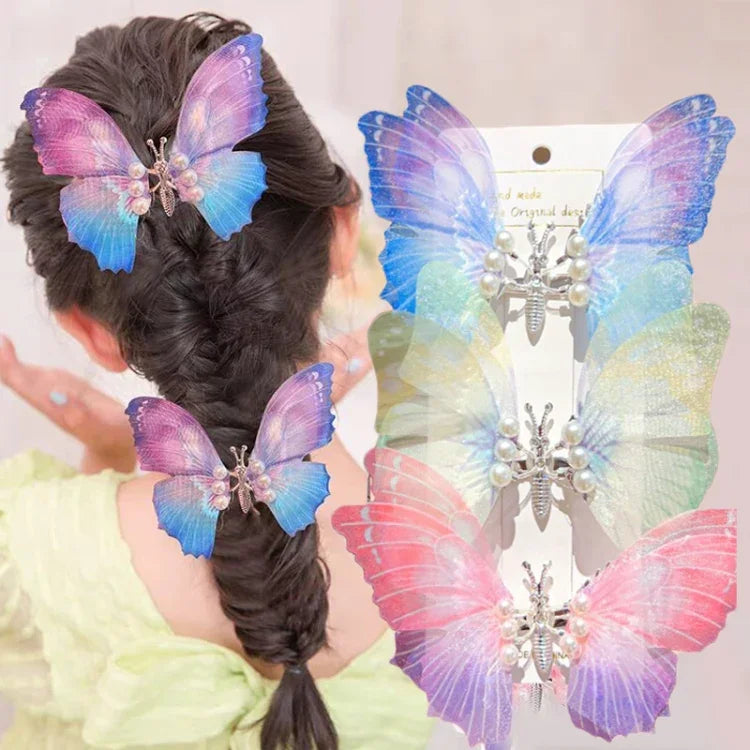 Presilha de Cabelo Infantil Borboleta Feita à Mão Acessórios para Cabelo com Primavera