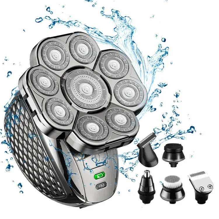 Aparador Multifuncional USB com 9 Lâminas, Lavagem Completa a Água, Aparador para Homem, 6 em 1