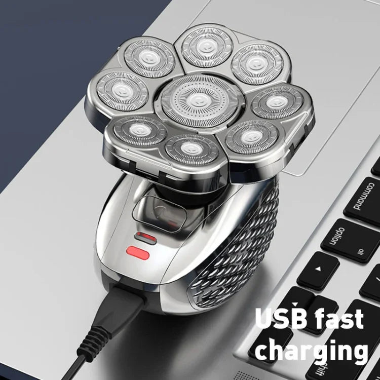 Aparador Multifuncional USB com 9 Lâminas, Lavagem Completa a Água, Aparador para Homem, 6 em 1