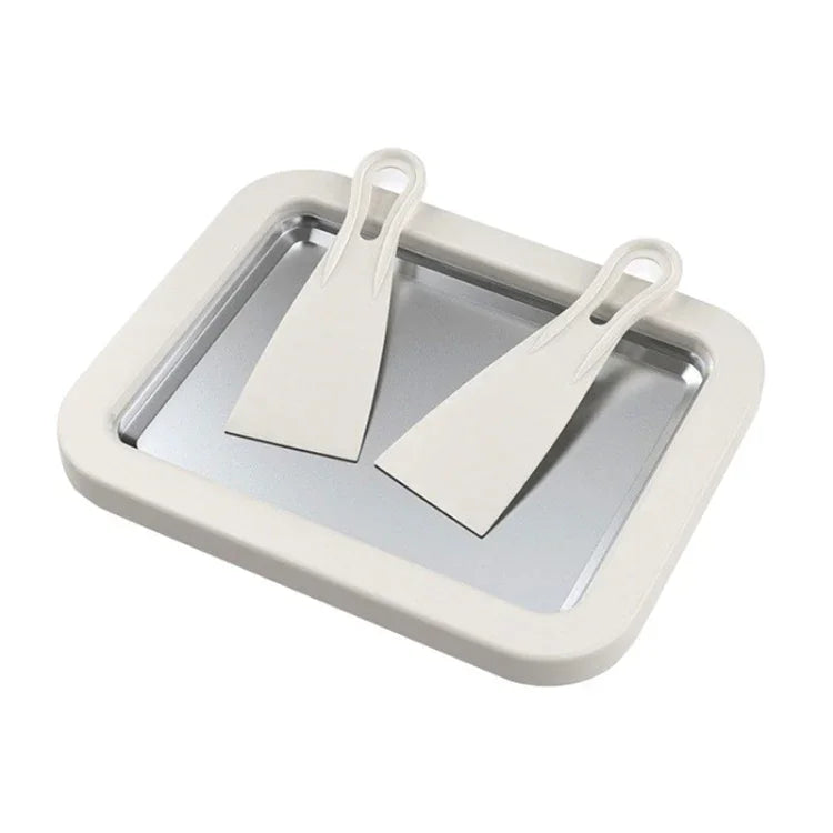Máquina Mini de Iogurte Frito Doméstica para Crianças, Bandeja de Gelo Frito DIY, Aço Inoxidável Verde 26x21cm, Aço Inoxidável Branco 26x21cm, Aço Inoxidável Rosa 22.5x17.5cm, Aço Inoxidável Branco 22.5x17.5cm, Liga de Alumínio Branca 22.5x17.5cm