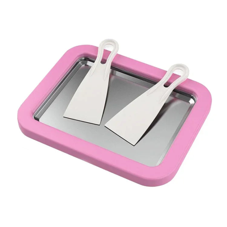 Máquina Mini de Iogurte Frito Doméstica para Crianças, Bandeja de Gelo Frito DIY, Aço Inoxidável Verde 26x21cm, Aço Inoxidável Branco 26x21cm, Aço Inoxidável Rosa 22.5x17.5cm, Aço Inoxidável Branco 22.5x17.5cm, Liga de Alumínio Branca 22.5x17.5cm