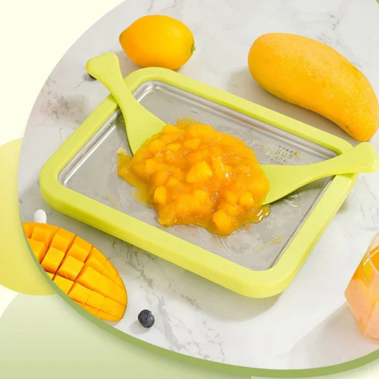 Máquina Mini de Iogurte Frito Doméstica para Crianças, Bandeja de Gelo Frito DIY, Aço Inoxidável Verde 26x21cm, Aço Inoxidável Branco 26x21cm, Aço Inoxidável Rosa 22.5x17.5cm, Aço Inoxidável Branco 22.5x17.5cm, Liga de Alumínio Branca 22.5x17.5cm