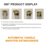 Extintor Automático de Velas em Metal, Pinça para Apagar Velas, Tampa Extintora, Extintor Automático Dourado, Extintor Automático Prateado