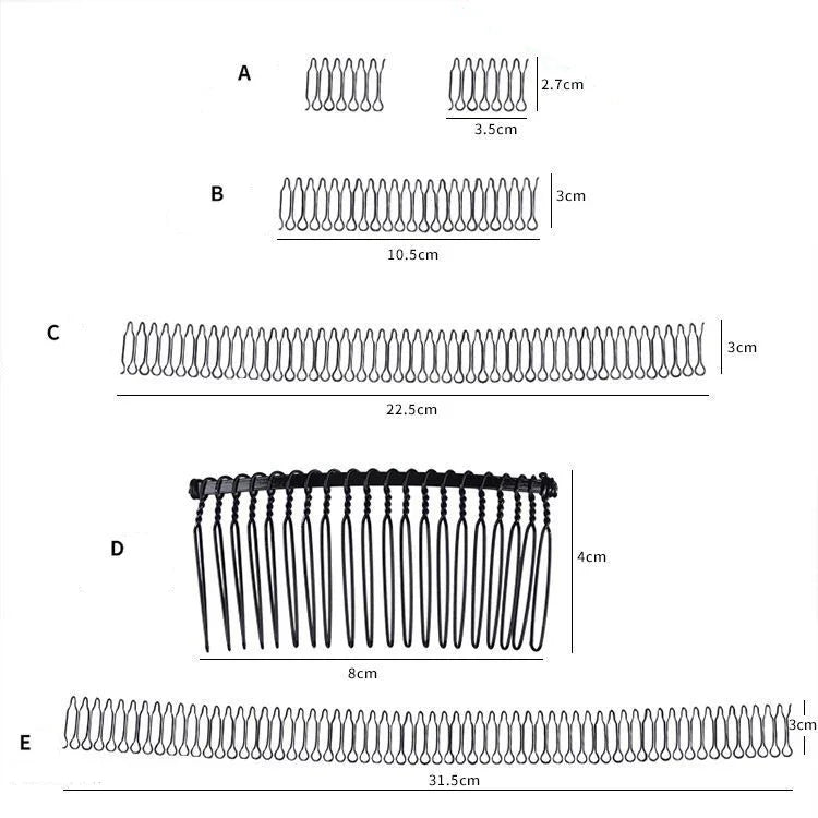 Acessórios para Cabelo Presilha Fixadora de Cabelo Faixa de Cabelo Pente Invisível para Penteado Redondo, A, B, C, D, E