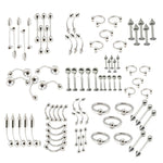85 Peças de Joalharia para Piercing em Aço Inoxidável, Piercings para Lábios, Sobrancelhas e Nariz