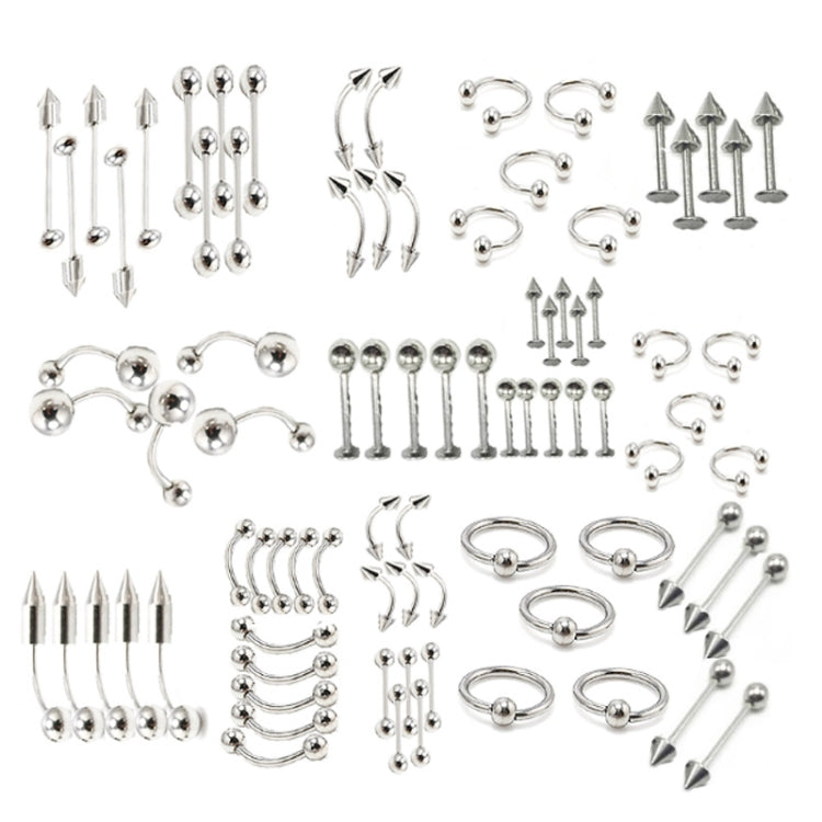 85 Peças de Joalharia para Piercing em Aço Inoxidável, Piercings para Lábios, Sobrancelhas e Nariz