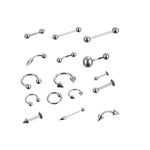 85 Peças de Joalharia para Piercing em Aço Inoxidável, Piercings para Lábios, Sobrancelhas e Nariz
