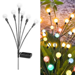 2 Conjuntos de Luzes de Vaga-lume Solares para Jardim Exterior de Natal Impermeáveis, 6 Cabeças Luz Quente, 6 Cabeças Luz Colorida, 8 Cabeças Luz Quente, 8 Cabeças Luz Colorida, 10 Cabeças Luz Quente, 10 Cabeças Luz Colorida