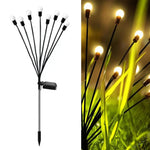 2 Conjuntos de Luzes de Vaga-lume Solares para Jardim Exterior de Natal Impermeáveis, 6 Cabeças Luz Quente, 6 Cabeças Luz Colorida, 8 Cabeças Luz Quente, 8 Cabeças Luz Colorida, 10 Cabeças Luz Quente, 10 Cabeças Luz Colorida
