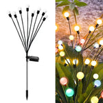 2 Conjuntos de Luzes de Vaga-lume Solares para Jardim Exterior de Natal Impermeáveis, 6 Cabeças Luz Quente, 6 Cabeças Luz Colorida, 8 Cabeças Luz Quente, 8 Cabeças Luz Colorida, 10 Cabeças Luz Quente, 10 Cabeças Luz Colorida