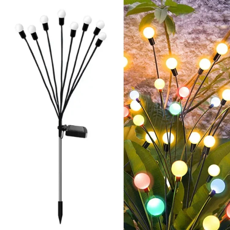2 Conjuntos de Luzes de Vaga-lume Solares para Jardim Exterior de Natal Impermeáveis, 6 Cabeças Luz Quente, 6 Cabeças Luz Colorida, 8 Cabeças Luz Quente, 8 Cabeças Luz Colorida, 10 Cabeças Luz Quente, 10 Cabeças Luz Colorida