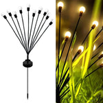 2 Conjuntos de Luzes de Vaga-lume Solares para Jardim Exterior de Natal Impermeáveis, 6 Cabeças Luz Quente, 6 Cabeças Luz Colorida, 8 Cabeças Luz Quente, 8 Cabeças Luz Colorida, 10 Cabeças Luz Quente, 10 Cabeças Luz Colorida
