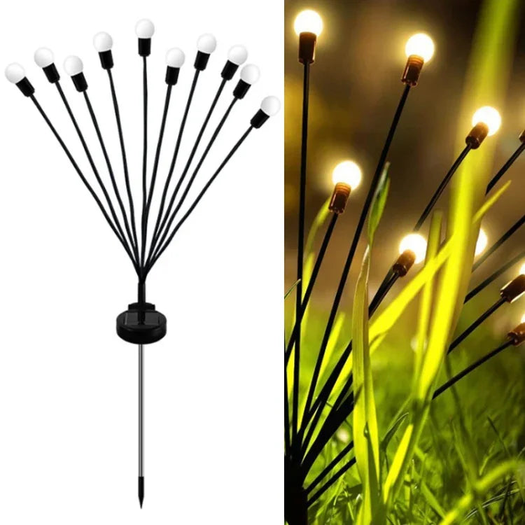 2 Conjuntos de Luzes de Vaga-lume Solares para Jardim Exterior de Natal Impermeáveis, 6 Cabeças Luz Quente, 6 Cabeças Luz Colorida, 8 Cabeças Luz Quente, 8 Cabeças Luz Colorida, 10 Cabeças Luz Quente, 10 Cabeças Luz Colorida