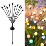 2 Conjuntos de Luzes de Vaga-lume Solares para Jardim Exterior de Natal Impermeáveis, 6 Cabeças Luz Quente, 6 Cabeças Luz Colorida, 8 Cabeças Luz Quente, 8 Cabeças Luz Colorida, 10 Cabeças Luz Quente, 10 Cabeças Luz Colorida