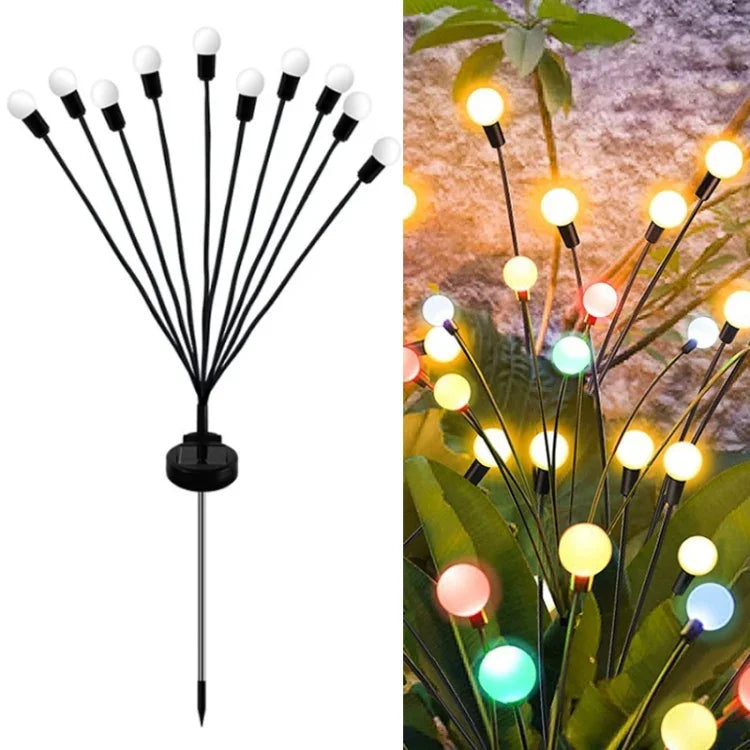 2 Conjuntos de Luzes de Vaga-lume Solares para Jardim Exterior de Natal Impermeáveis, 6 Cabeças Luz Quente, 6 Cabeças Luz Colorida, 8 Cabeças Luz Quente, 8 Cabeças Luz Colorida, 10 Cabeças Luz Quente, 10 Cabeças Luz Colorida