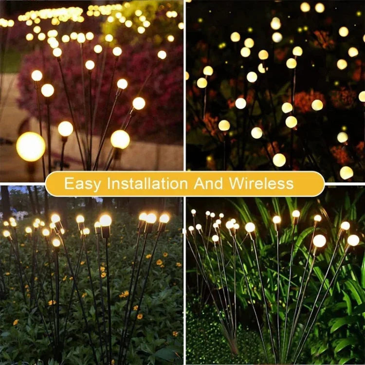 2 Conjuntos de Luzes de Vaga-lume Solares para Jardim Exterior de Natal Impermeáveis, 6 Cabeças Luz Quente, 6 Cabeças Luz Colorida, 8 Cabeças Luz Quente, 8 Cabeças Luz Colorida, 10 Cabeças Luz Quente, 10 Cabeças Luz Colorida