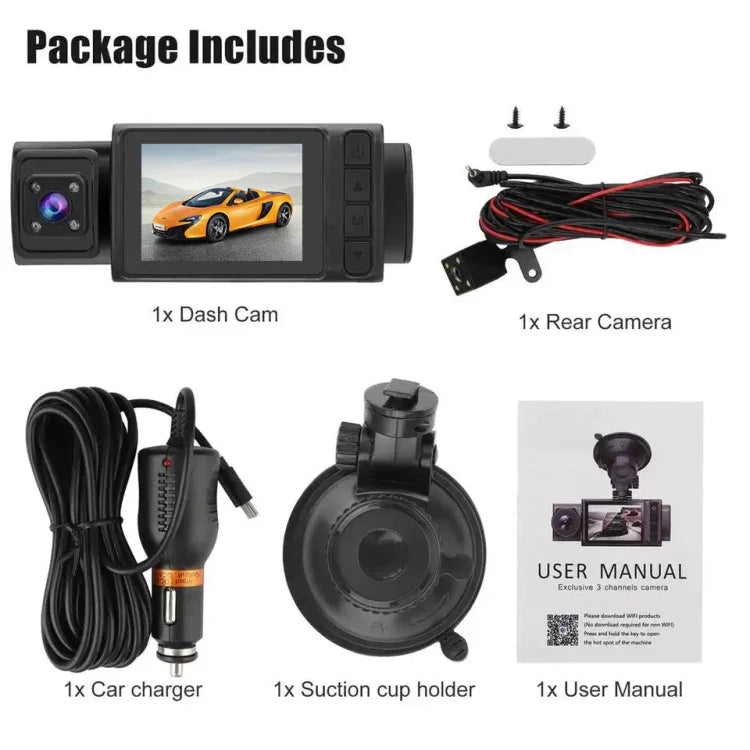 Gravador de Condução com Ecrã de 2 Polegadas e 3 Registos 1080P, G12