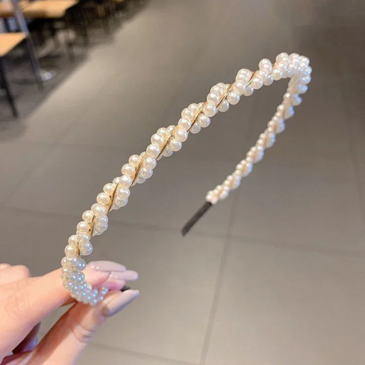 Faixa de Cabelo Doce com Pérolas Acessórios para Cabelo Retro Versáteis, 1A, 2B, 3C, 4, 5, 6, 7, 8, 9, 10, 11, 12, 13, 14, 15, 16, 17, 18, 19, 20