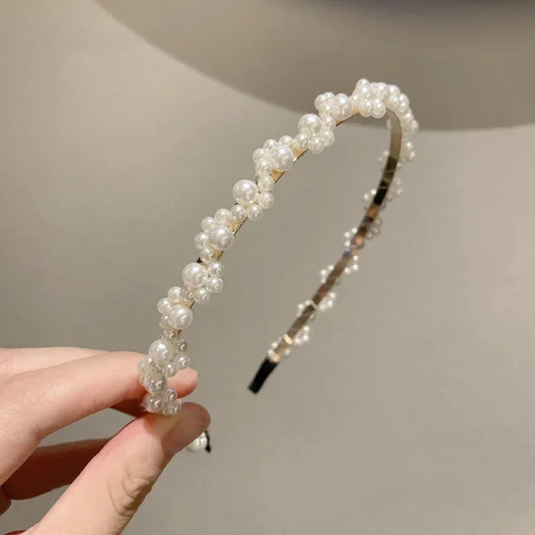 Faixa de Cabelo Doce com Pérolas Acessórios para Cabelo Retro Versáteis, 1A, 2B, 3C, 4, 5, 6, 7, 8, 9, 10, 11, 12, 13, 14, 15, 16, 17, 18, 19, 20
