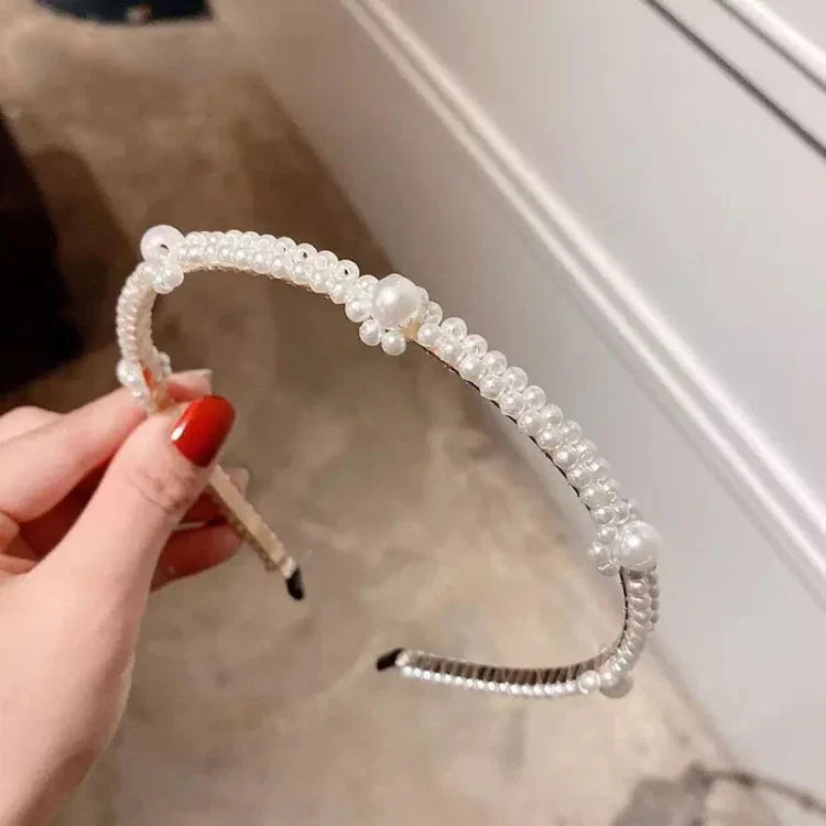 Faixa de Cabelo Doce com Pérolas Acessórios para Cabelo Retro Versáteis, 1A, 2B, 3C, 4, 5, 6, 7, 8, 9, 10, 11, 12, 13, 14, 15, 16, 17, 18, 19, 20
