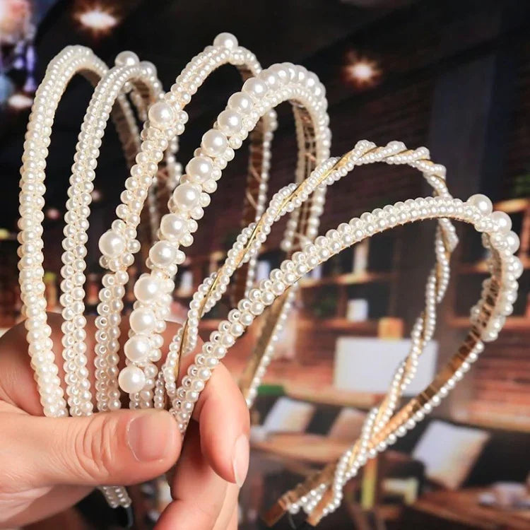 Faixa de Cabelo Doce com Pérolas Acessórios para Cabelo Retro Versáteis, 1A, 2B, 3C, 4, 5, 6, 7, 8, 9, 10, 11, 12, 13, 14, 15, 16, 17, 18, 19, 20