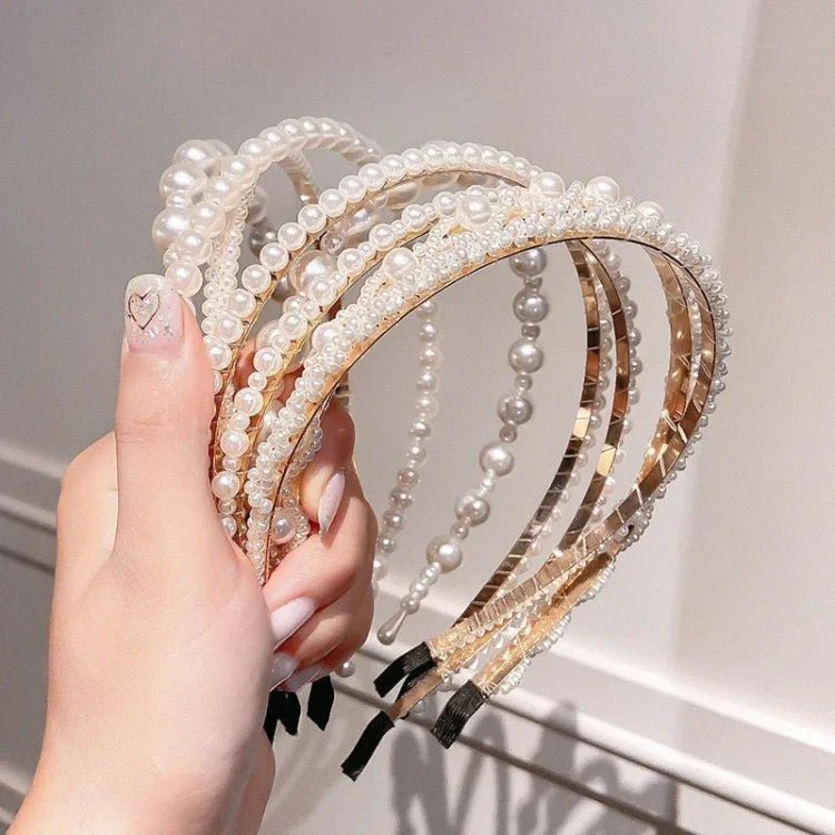 Faixa de Cabelo Doce com Pérolas Acessórios para Cabelo Retro Versáteis, 1A, 2B, 3C, 4, 5, 6, 7, 8, 9, 10, 11, 12, 13, 14, 15, 16, 17, 18, 19, 20