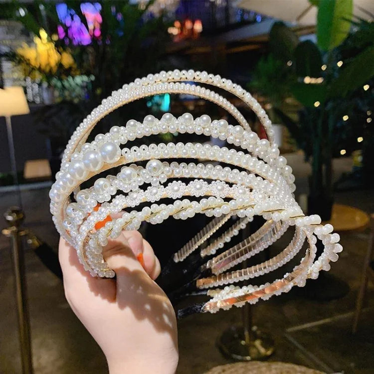 Faixa de Cabelo Doce com Pérolas Acessórios para Cabelo Retro Versáteis, 1A, 2B, 3C, 4, 5, 6, 7, 8, 9, 10, 11, 12, 13, 14, 15, 16, 17, 18, 19, 20