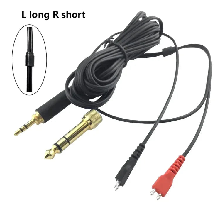 Cabo de Áudio para Auriculares Sennheiser HD25 / HD560 / HD540 / HD480 / HD430 / HD250, ZS0093 Esquerdo Longo Direito Curto, ZS0093 Duas Faces Equivalente