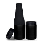 Caneca Isolada de Vácuo Duplo 12oz para Lata de Coca-Cola, Resfriador de Cerveja em Aço Inoxidável 304 com Abridor de Garrafas, Preto