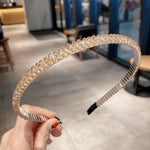 Acessórios para Cabelo com Argolas de Cristal e Acabamento Dourado Faixa de Cabelo Antideslizante com Cristais