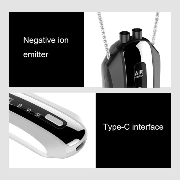Purificador de Ar Portátil de Íons Negativos para Casa, Purificador de Pescoço Suspenso, Estilo Corrente (Branco), Estilo Corrente (Preto), Estilo Corda (Branco), Estilo Corda (Preto)