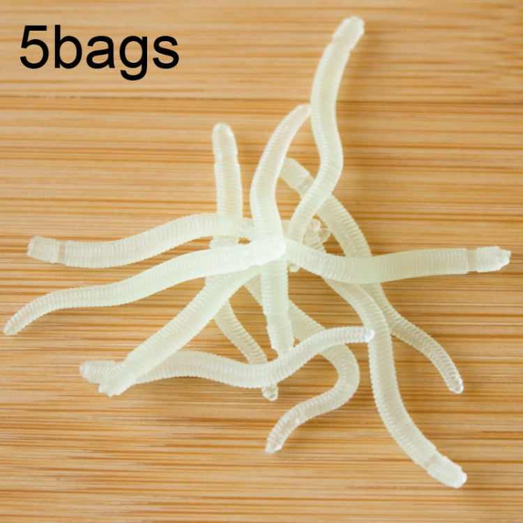 Isca Artificial Luminescente Vermelha de 3,5cm Tipo Minhoca, 5 sacos 20pcs/saco, 5 sacos 50pcs/saco, 5 sacos 100pcs/saco, 5 sacos 200pcs/saco