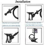Suporte para telemóvel com braçadeira dupla para câmara, suporte metálico extensível e dobrável, braçadeira dupla