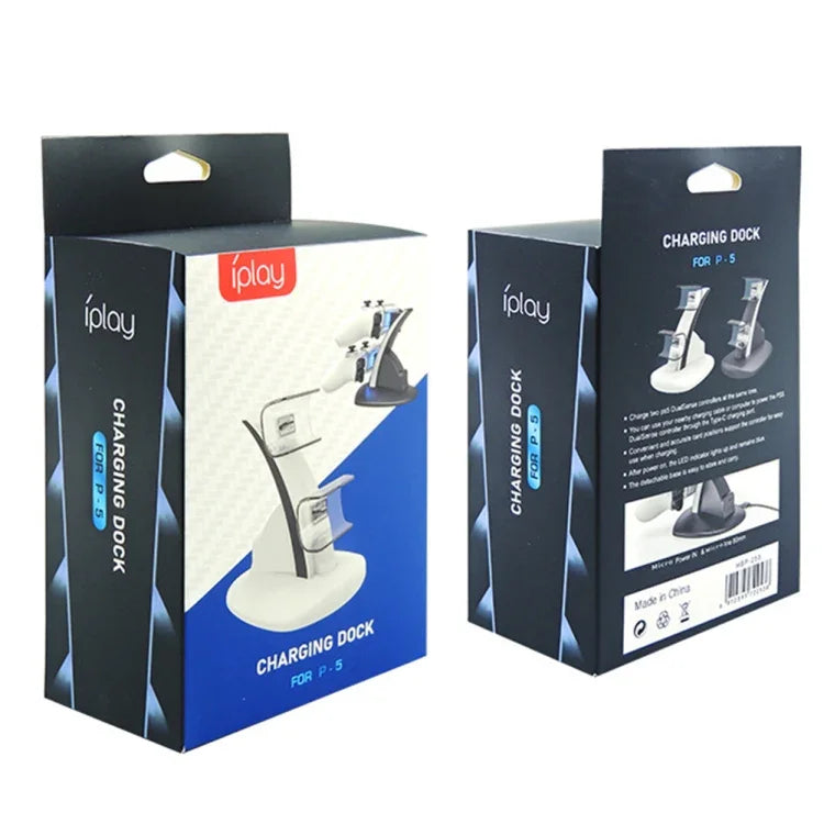 iplay HBP-253 Para PS5 Base de Carregamento Dupla para Comando de Jogo Sem Fios, Suporte de Colocação, HBP-253 (Branco), HBP-253 (Preto)