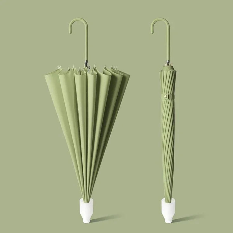 Guarda-chuva Automático de 16 Varetas com Cabo Longo para Uso Duplo Sol e Chuva, com Capa Impermeável Bege, com Capa Impermeável Preta, com Capa Impermeável Roxa, com Capa Impermeável Verde, com Capa Impermeável Branca, com Capa Impermeável Matcha
