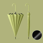 Guarda-chuva Automático de 16 Varetas com Cabo Longo para Uso Duplo Sol e Chuva, com Capa Impermeável Bege, com Capa Impermeável Preta, com Capa Impermeável Roxa, com Capa Impermeável Verde, com Capa Impermeável Branca, com Capa Impermeável Matcha