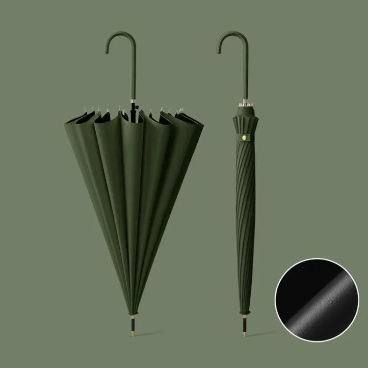 Guarda-chuva Automático de 16 Varetas com Cabo Longo para Uso Duplo Sol e Chuva, com Capa Impermeável Bege, com Capa Impermeável Preta, com Capa Impermeável Roxa, com Capa Impermeável Verde, com Capa Impermeável Branca, com Capa Impermeável Matcha