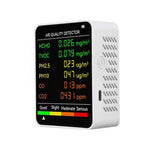 Detetor de Qualidade do Ar PM2.5/PM10 Monitor de Qualidade do Ar Interior, Detetor de Qualidade do Ar 6 em 1 Branco, Detetor de Qualidade do Ar 6 em 1 Preto