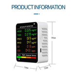 Detetor de Qualidade do Ar PM2.5/PM10 Monitor de Qualidade do Ar Interior, Detetor de Qualidade do Ar 6 em 1 Branco, Detetor de Qualidade do Ar 6 em 1 Preto