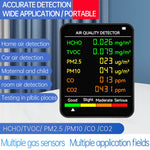 Detetor de Qualidade do Ar PM2.5/PM10 Monitor de Qualidade do Ar Interior, Detetor de Qualidade do Ar 6 em 1 Branco, Detetor de Qualidade do Ar 6 em 1 Preto