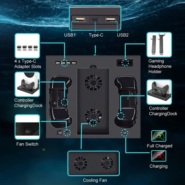 Iplay Para Xbox Series S Suporte de Arrefecimento para Comando Base de Carregamento